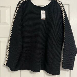 J.JillBlack Sweater with Cream Accents